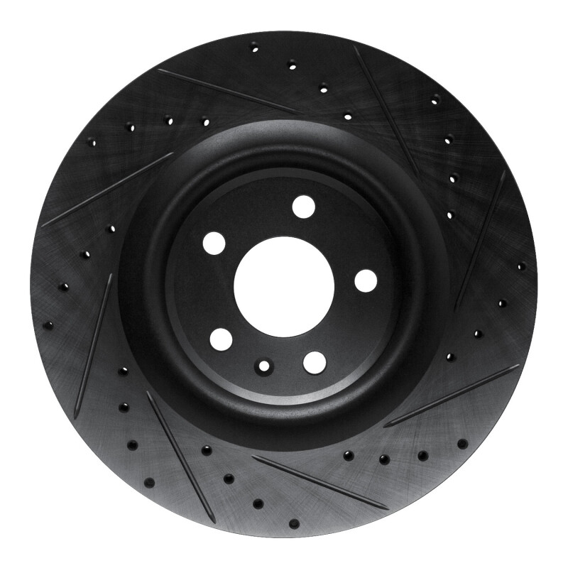 Audi Q8 e-Tron Brake Rotor (1) - Rear Right - R1 Concepts - Drilled & Slotted - Black - `17-`25